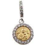 Medaglia della Madonna del Perpetuo Soccorso in argento 925 bicolore e zirconi