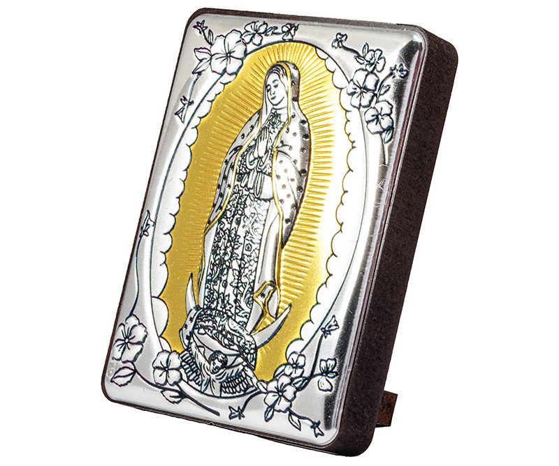 Quadro Nostra Signora di Guadalupe bilaminato argento dorato