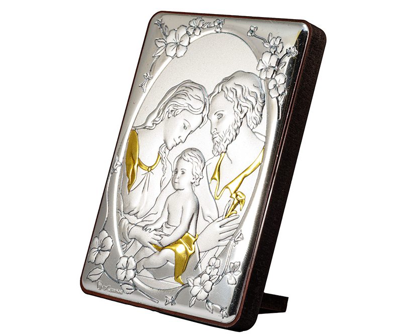 Quadro Sacra Famiglia bilaminato argento