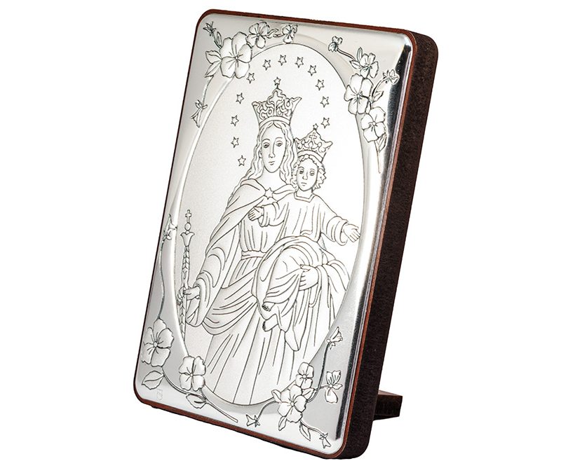 Quadro Madonna Ausiliatrice bilaminato argento