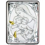 Quadro Madonna della Maternità bilaminato Argento