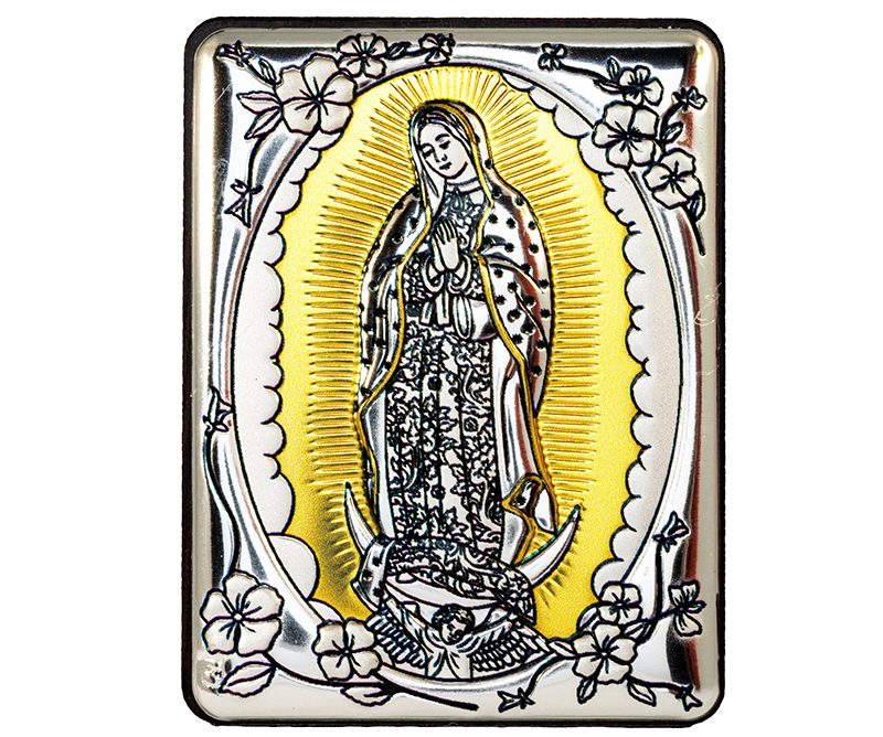 Quadro Nostra Signora di Guadalupe bilaminato argento dorato