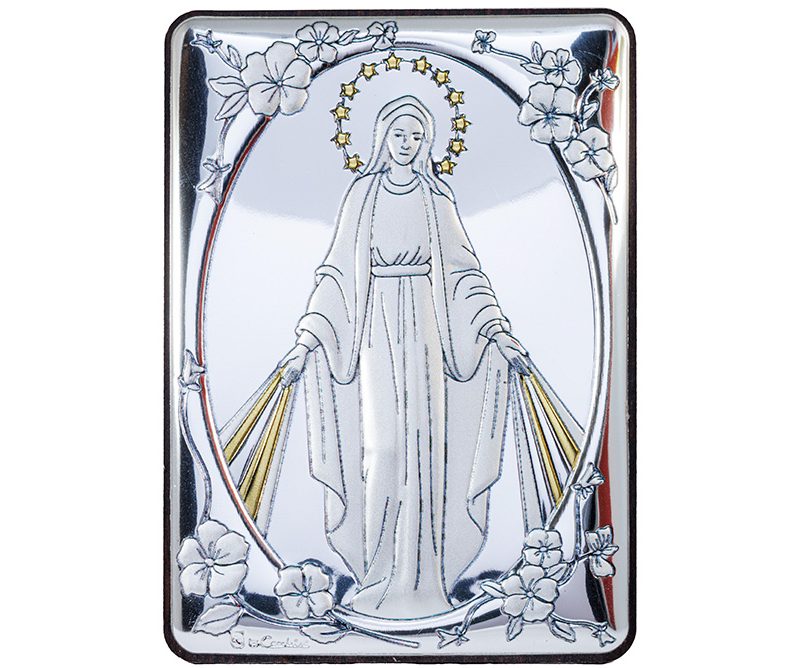 Quadro Madonna Miracolosa bilaminato argento