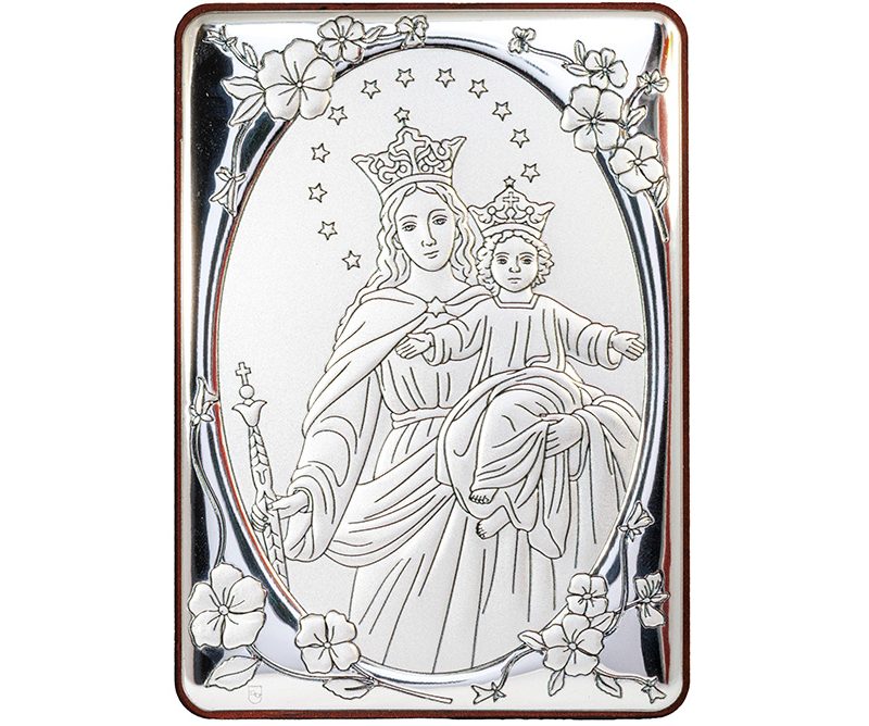 Quadro Madonna Ausiliatrice bilaminato argento