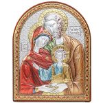 Quadro Sacra Famiglia argento bilaminato e dettagli colorati