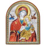 Quadro Madonna del Perpetuo Soccorso in argento bilaminato e dettagli colorati
