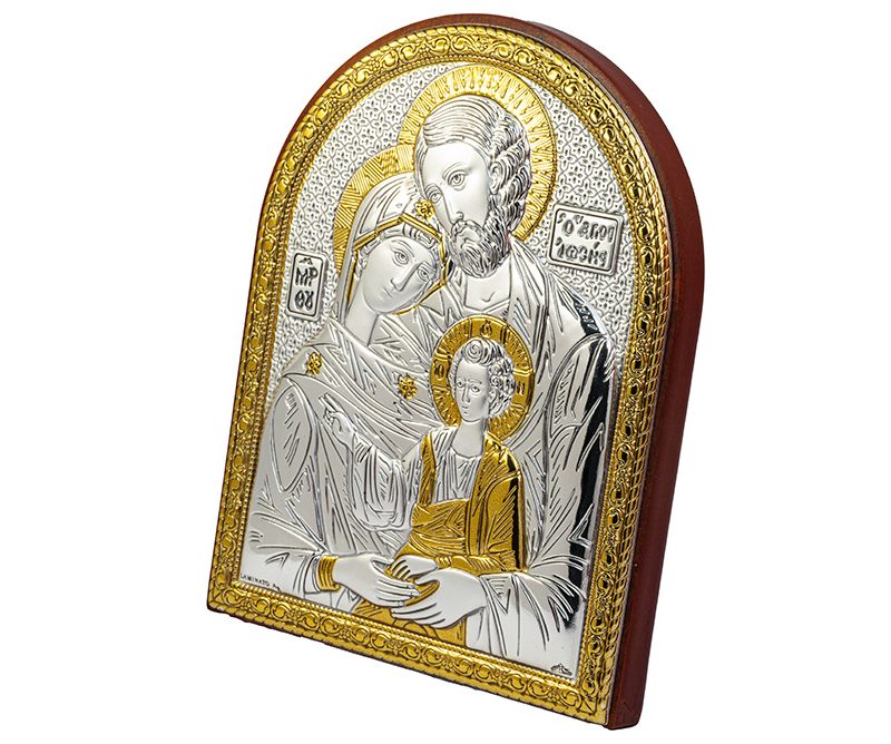 Quadro Sacra Famiglia argento bilaminato dorato