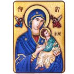 Quadro Madonna del Perpetuo Soccorso in argento bilaminato colorato