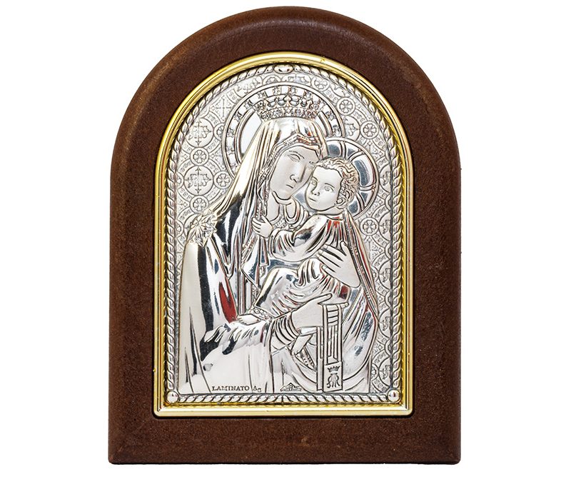 Quadretto Madonna del Carmine bilaminato argento