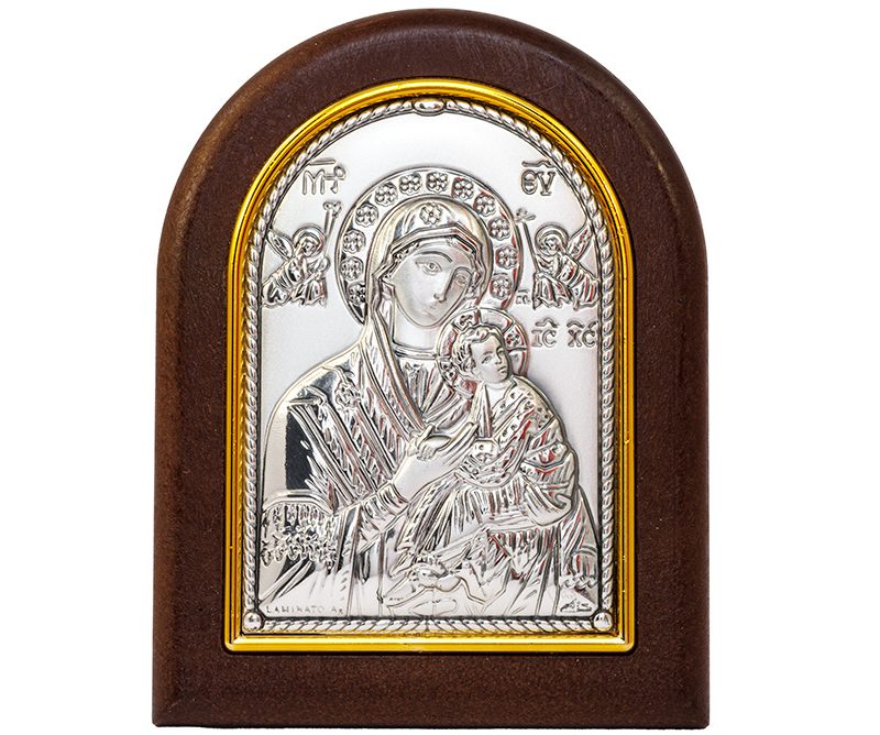Quadretto Madonna del Perpetuo Soccorso bilaminato argento