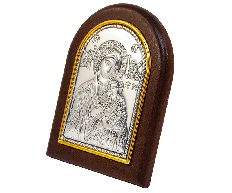 Quadretto Madonna del Perpetuo Soccorso bilaminato argento