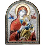 Quadro Madonna del Perpetuo Soccorso in Argento bilaminato e dettagli colorati