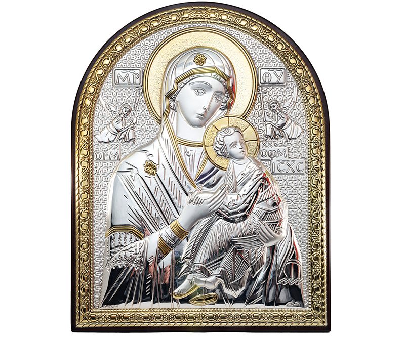 Quadro Madonna del Perpetuo Soccorso in Argento bilaminato dorato