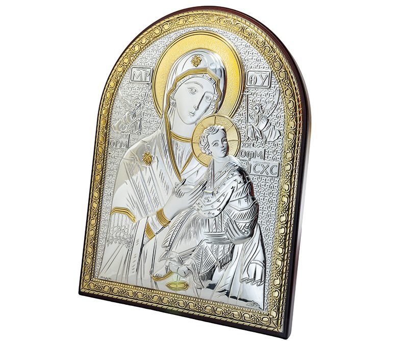 Quadro Madonna del Perpetuo Soccorso in Argento bilaminato dorato