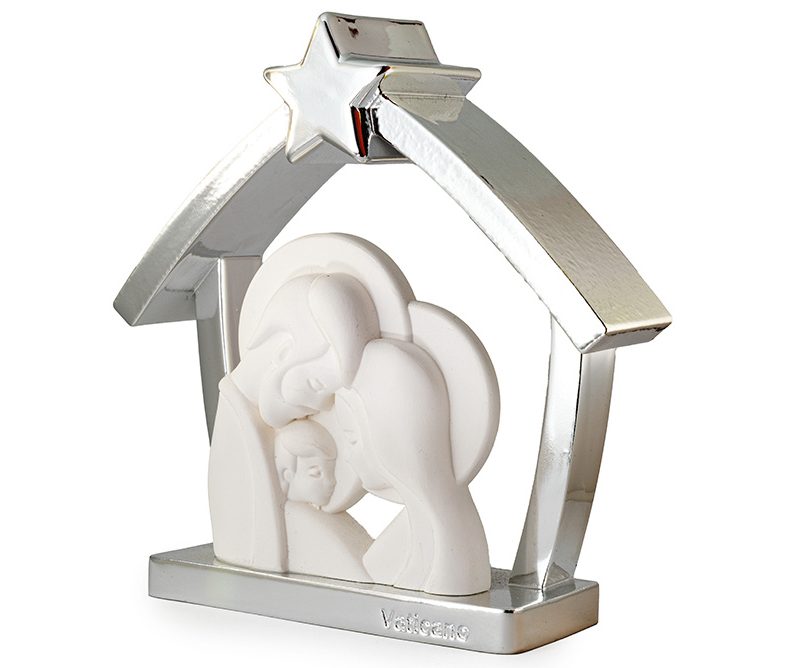 Statua della Sacra Famiglia cornice argento