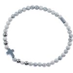 Bracciale elastico in pietra naturale Turchese bianco