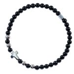 Bracciale elastico in pietra naturale Onice nero