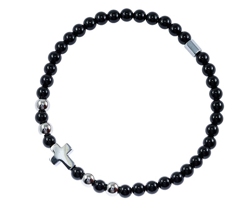 Bracciale elastico in pietra naturale Onice nero