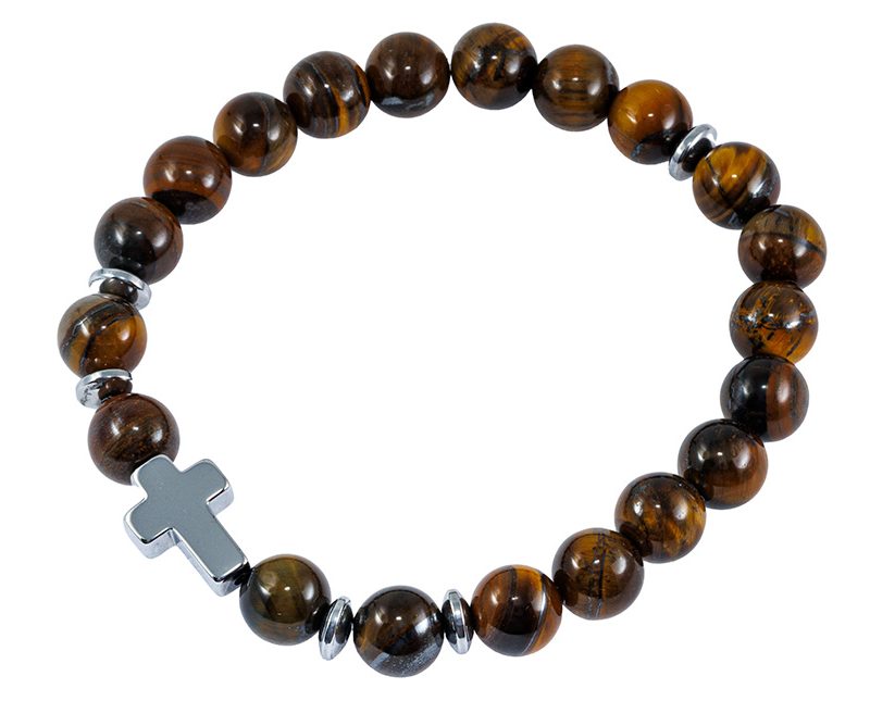 Bracciale elastico in pietra naturale Occhio di tigre