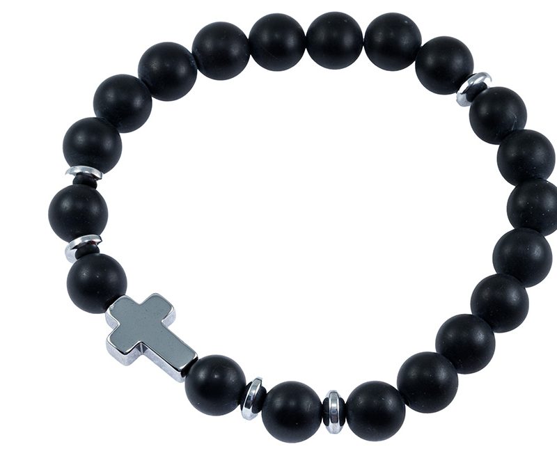 Bracciale elastico in pietra naturale Onice nero