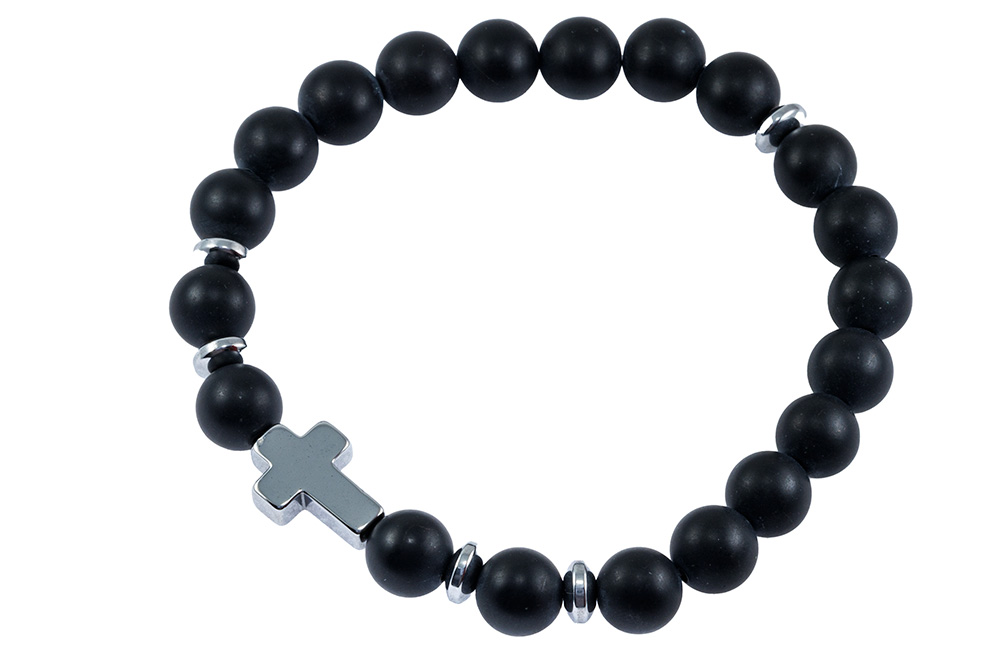 _MG_6450 Bracciale elastico in pietra naturale Onice nero