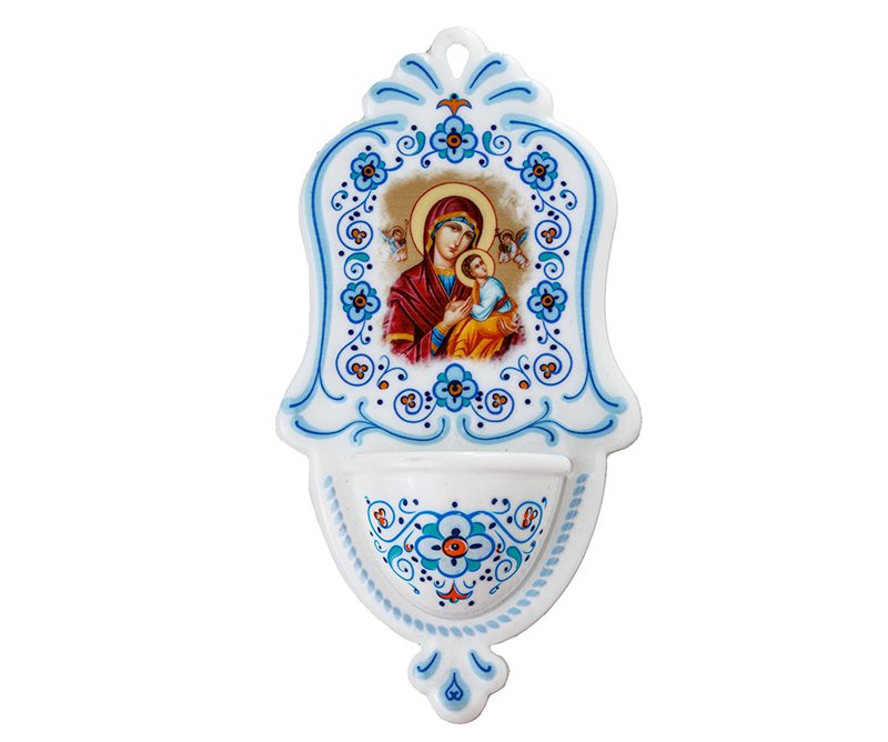 Acquasantierea con la Madonna del Perpetuo Soccorso effetto ceramica