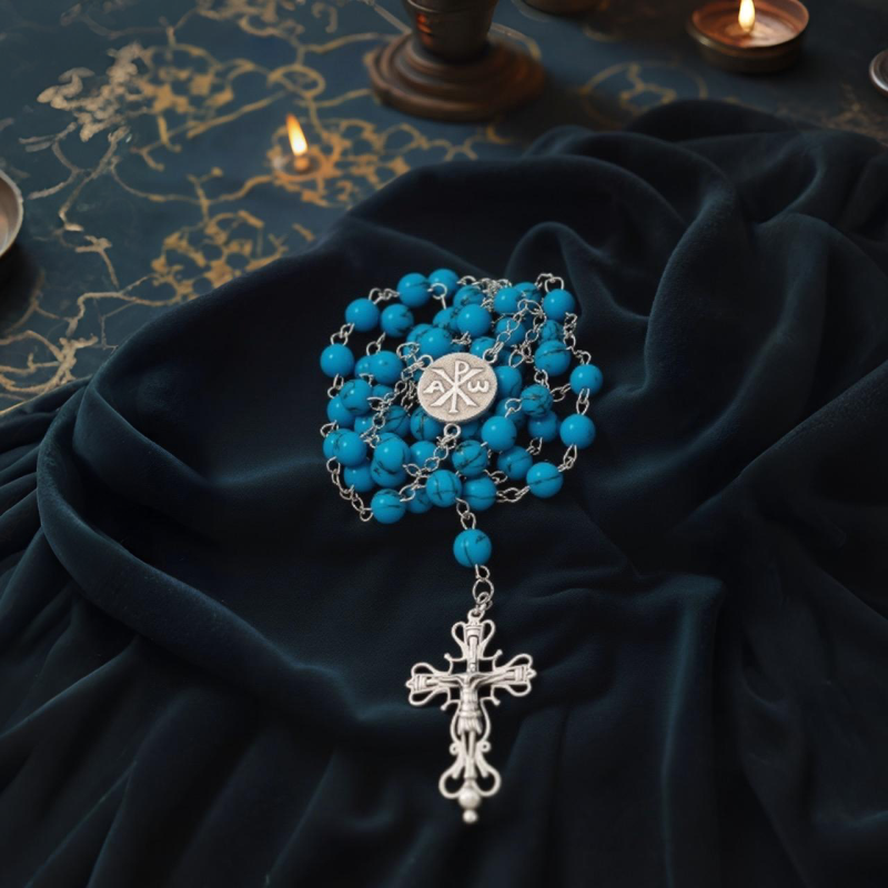 Rosario in Argento 925 con grani in Turchese
