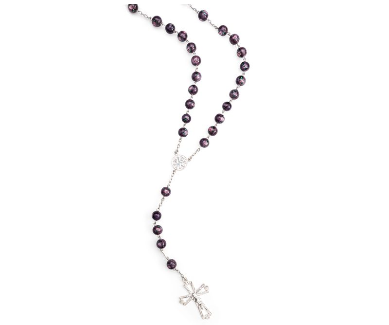 Rosario in Argento 925 con grani in Vetro di Murano