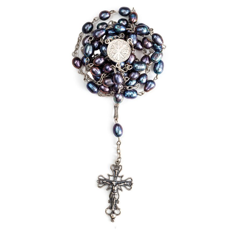 Rosario in Argento 925 con grani in Perla di Fiume