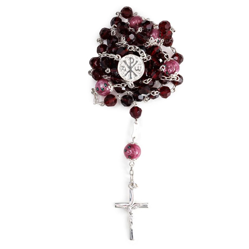 Rosario in Argento 925 con grani in Cristallo e Vetro di Murano