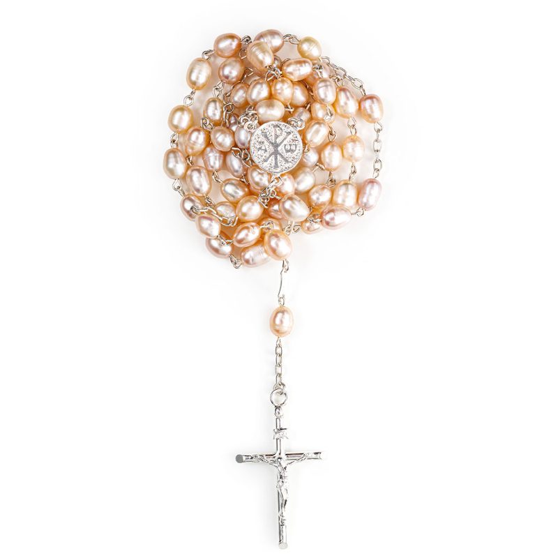 Rosario in Argento 925 con grani in Perla di Fiume