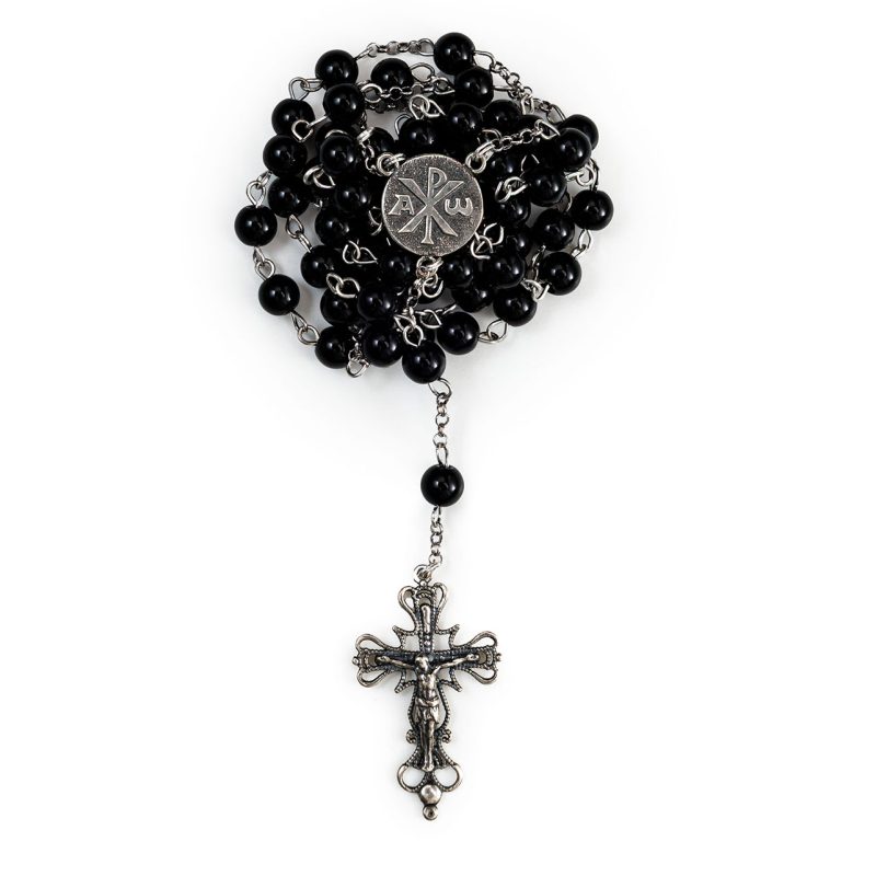 Rosario in Argento 925 con grani in Onice Nero