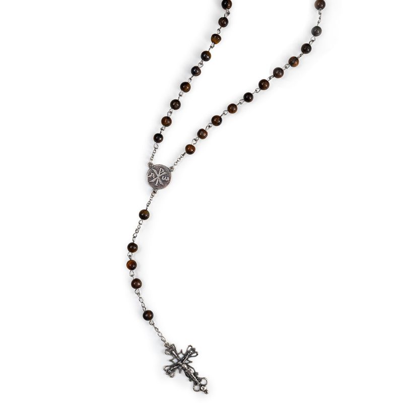 Rosario in Argento 925 con grani in Occhio di Tigre