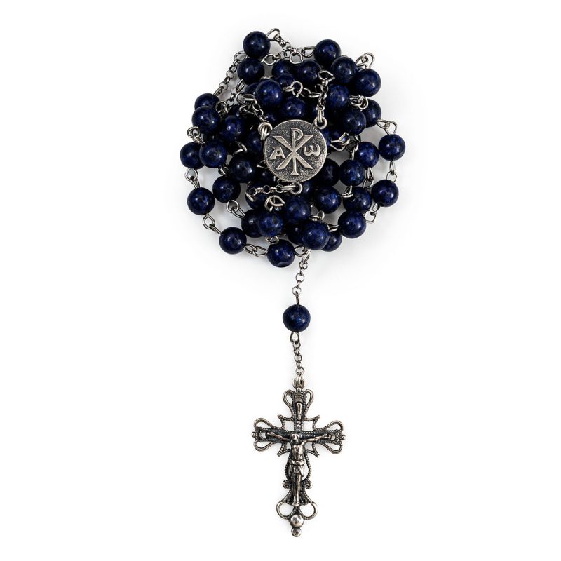 Rosario in Argento 925 con grani in Lapislazzuli