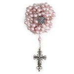 Rosario in Argento 925 con grani in Perle cerate rosa