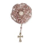 Rosario in Argento 925 con grani in Quarzo Rosa e Cristallo