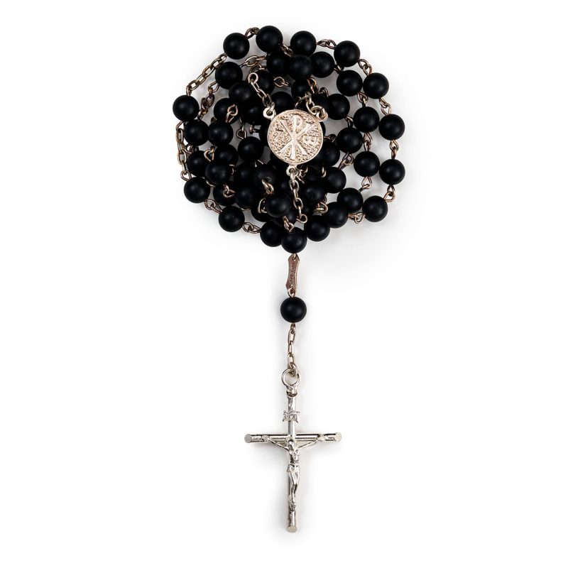 Rosario in Argento 925 con grani in Pietra Lavica