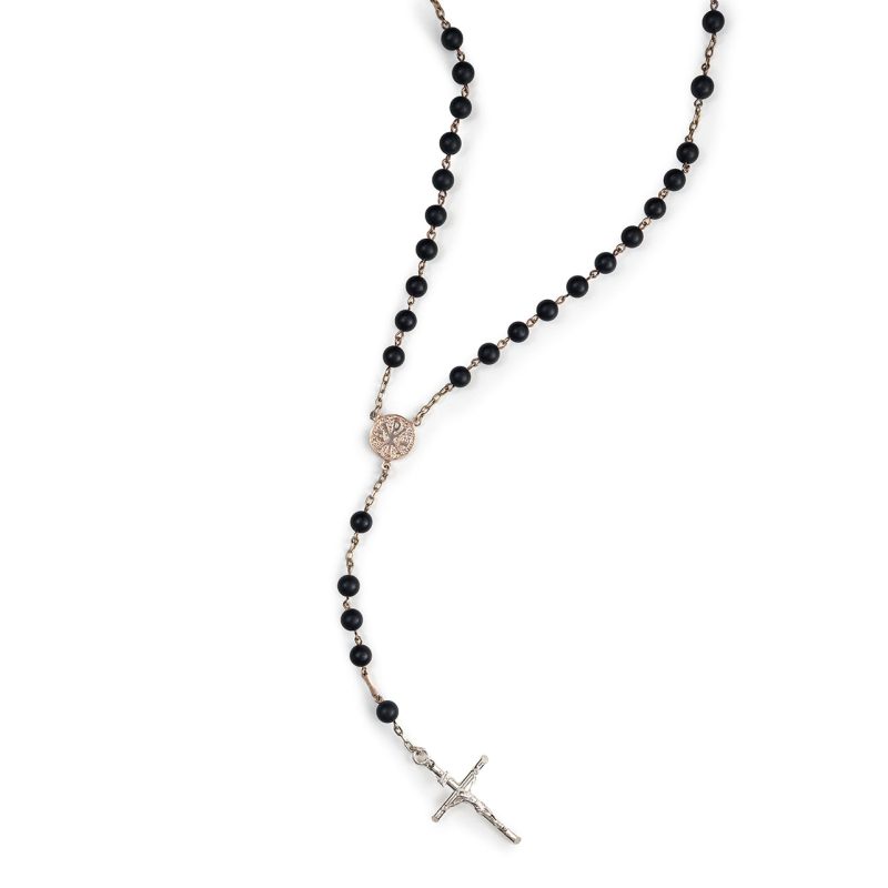 Rosario in Argento 925 con grani in Pietra Lavica