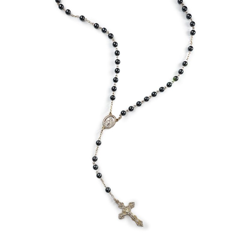 Rosario con grani in Ematite