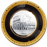 Piatto decorativo con la veduta del Colosseo in bianco e nero