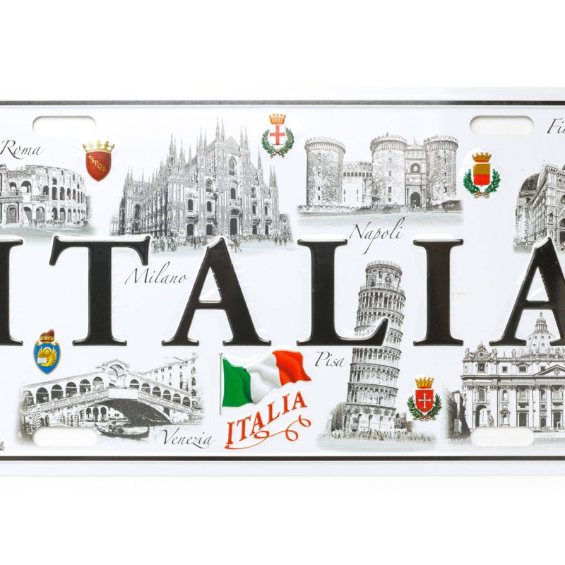 Placca decorativa Italia in bianco e nero