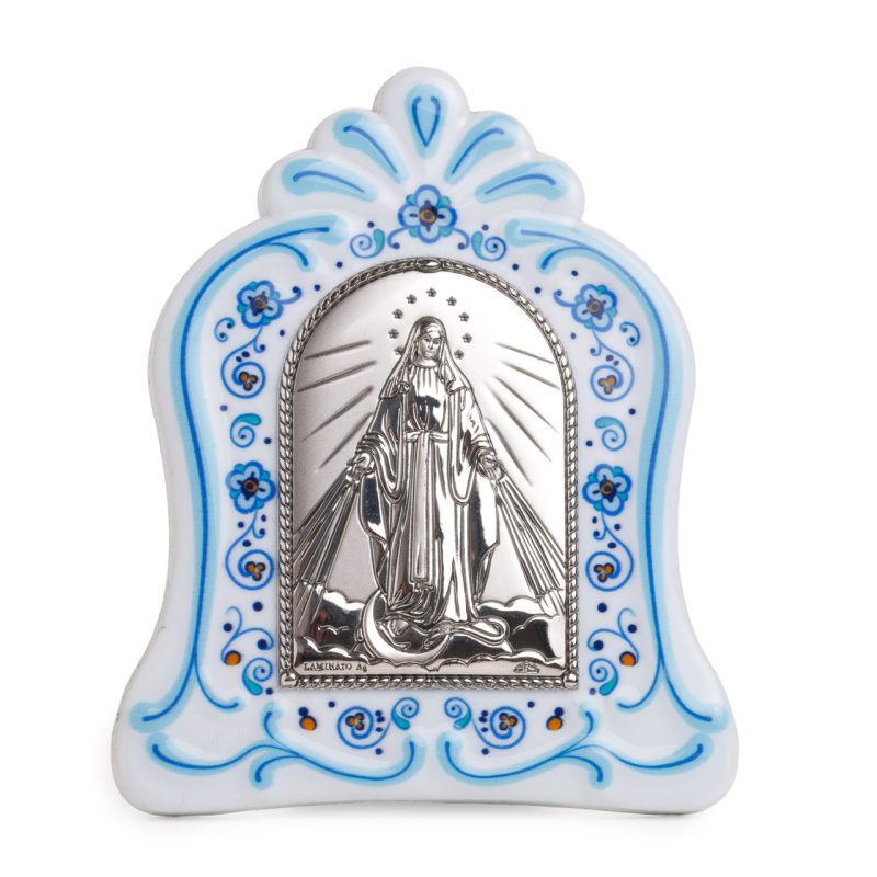 Quadretto con la Madonna Miracolosa bilaminato argento