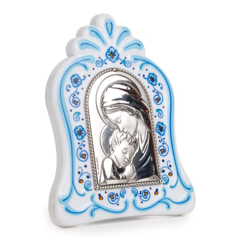 Quadretto con la Madonna con Bambino bilaminato argento