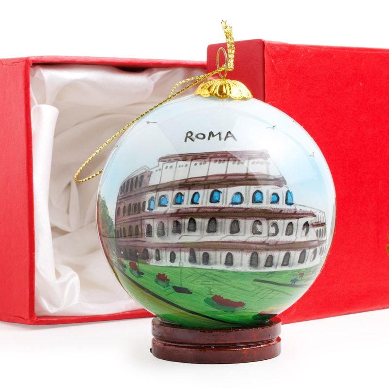 Palla di Natale in Vetro dipinta a mano Colosseo di giorno