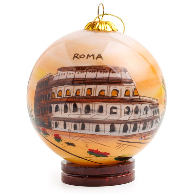 Palla di Natale in Vetro dipinta a mano Colosseo al tramonto