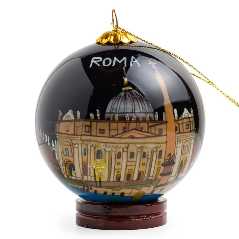 Palla di Natale in Vetro dipinta a mano San Pietro di notte