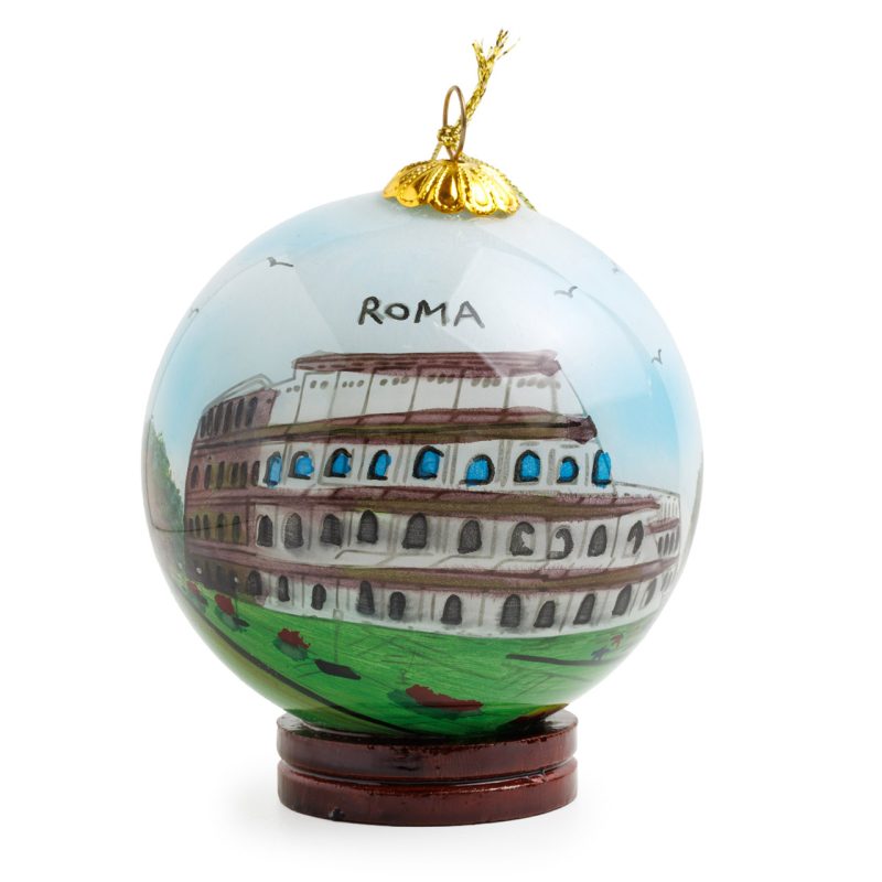 Palla di Natale in Vetro dipinta a mano Colosseo di giorno