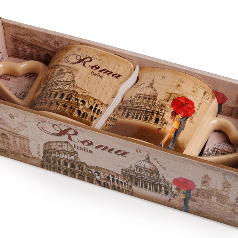 Duetto di tazze decorative seppia