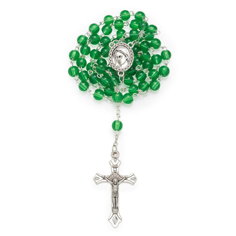 Rosario in vetro verde