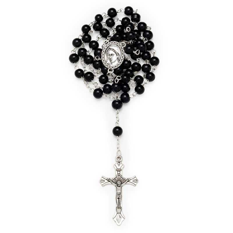 Rosario in vetro nero
